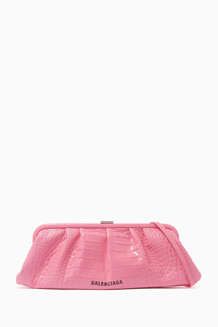 

Cloud XL Clutch in Shiny Crocodile Embossed Calfskin, Pink
