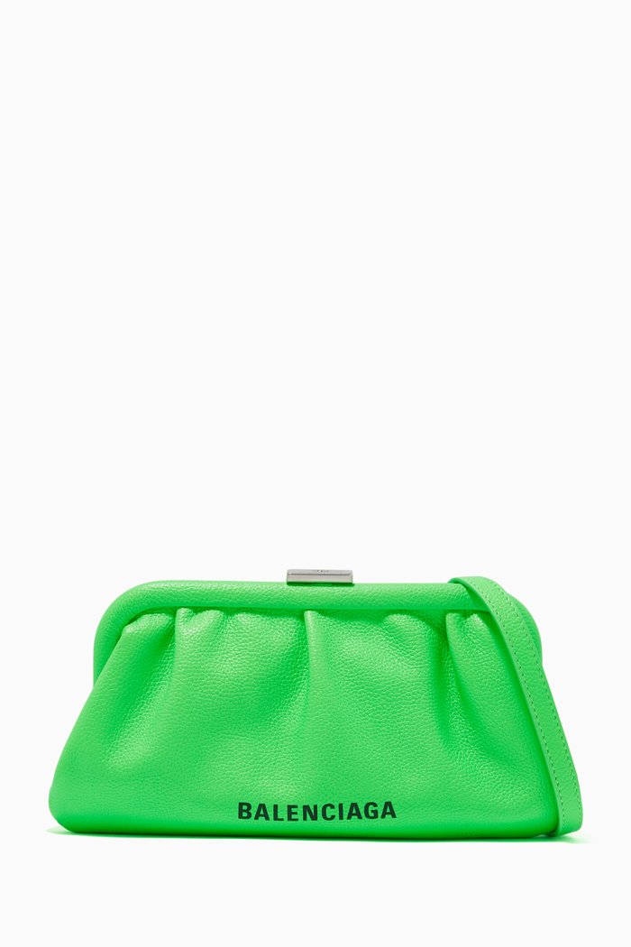 

Cloud XS Clutch with Strap in Grained Calfskin, Green