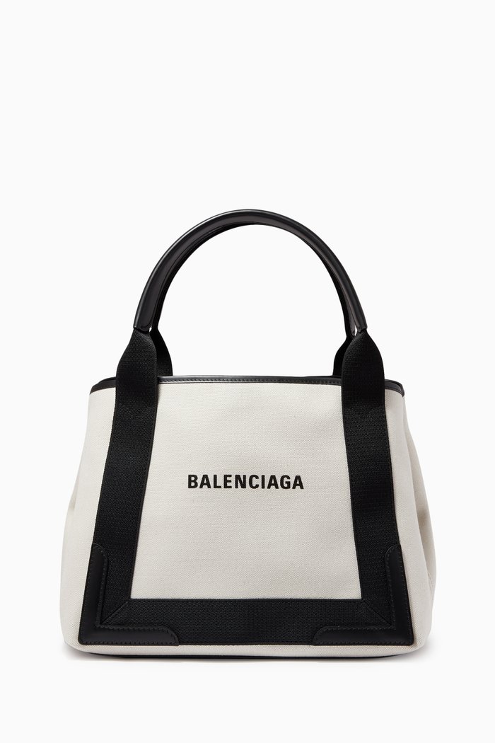 

Navy Cabas Small Bag in Organic Cotton Canvas, Black