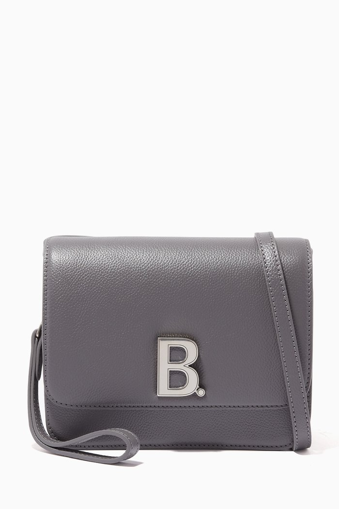 B. Small Bag in Grained Calfskin, Grey