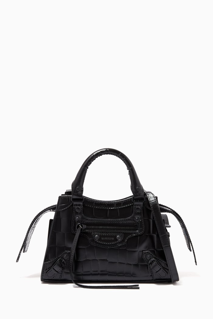 

Neo Classic Mini Top Handle Bag in Shiny Crocodile Embossed Calfskin, Black
