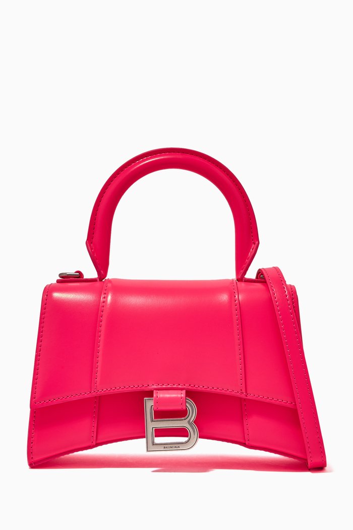 

Hourglass XS Top Handle Bag in Shiny Box Calfskin, Pink