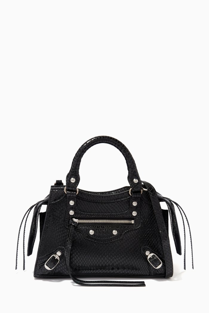 

Neo Classic Mini Top Handle Bag in Viper Embosses Calfskin, Black