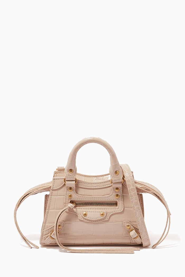

Neo Classic Nano Top Handle in Shiny Crocodile Embossed Calfskin, Neutral