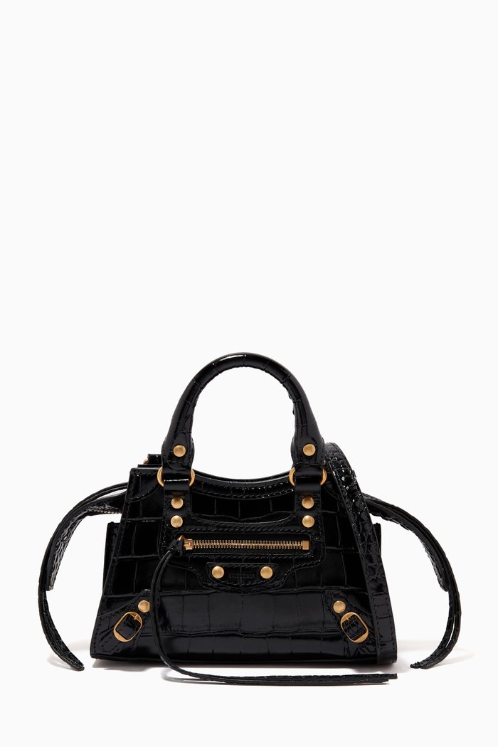 

Neo Classic Nano Top Handle in Shiny Crocodile Embossed Calfskin, Black