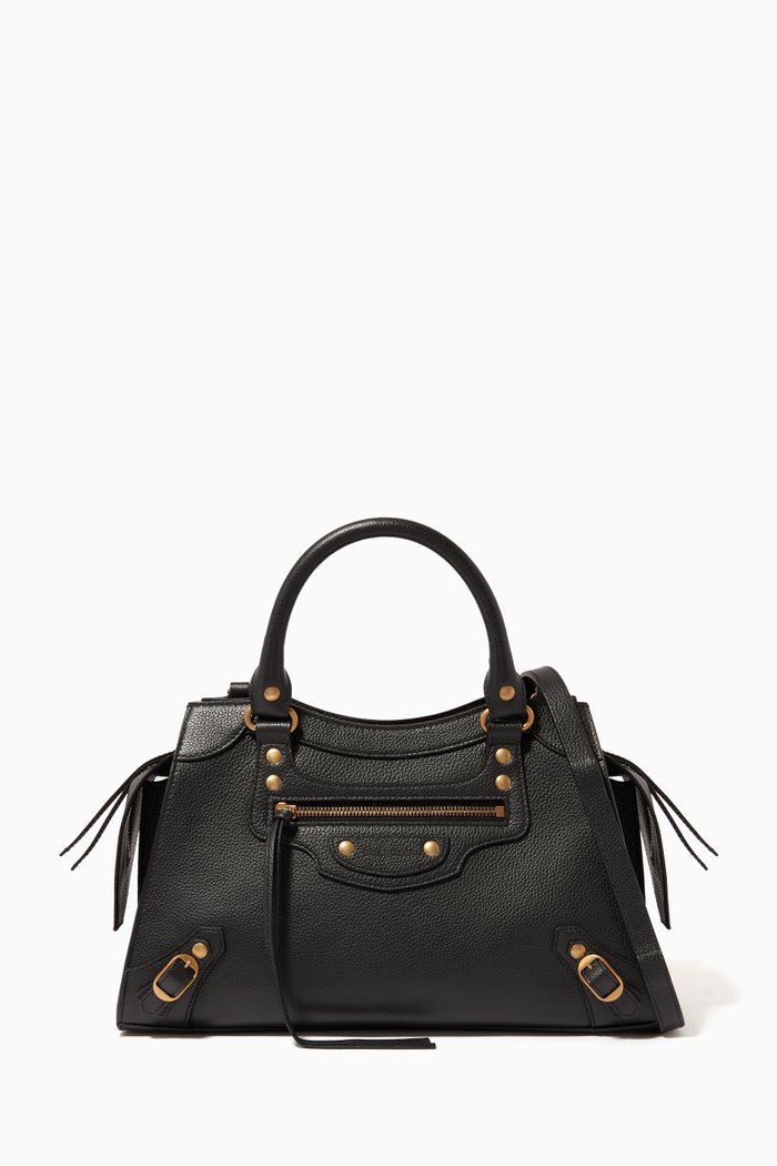 

Neo Classic Small Top Handle Bag in Grained Calfskin, Black