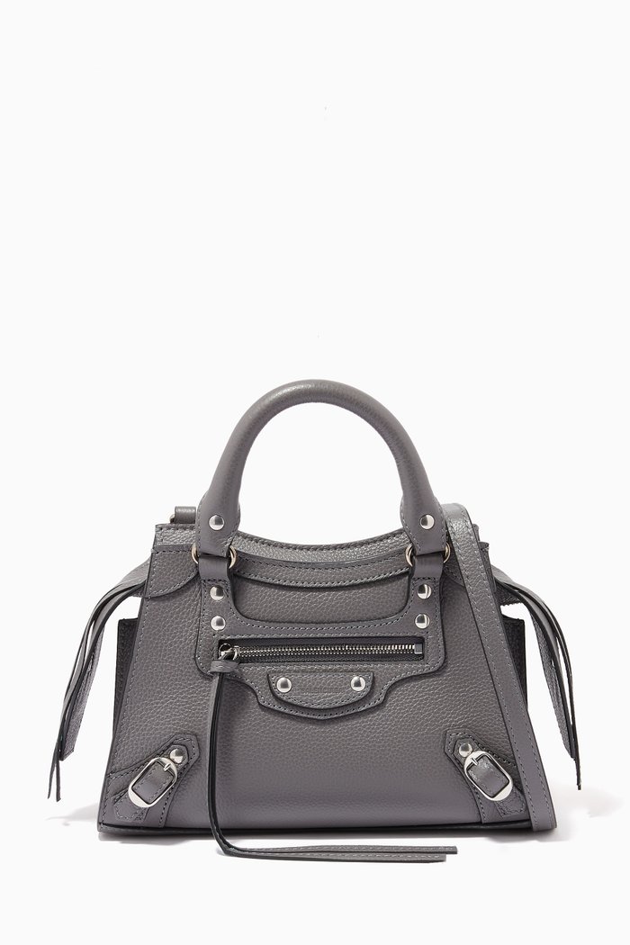 

Neo Classic Mini Top Handle Bag in Grained Calfskin, Grey