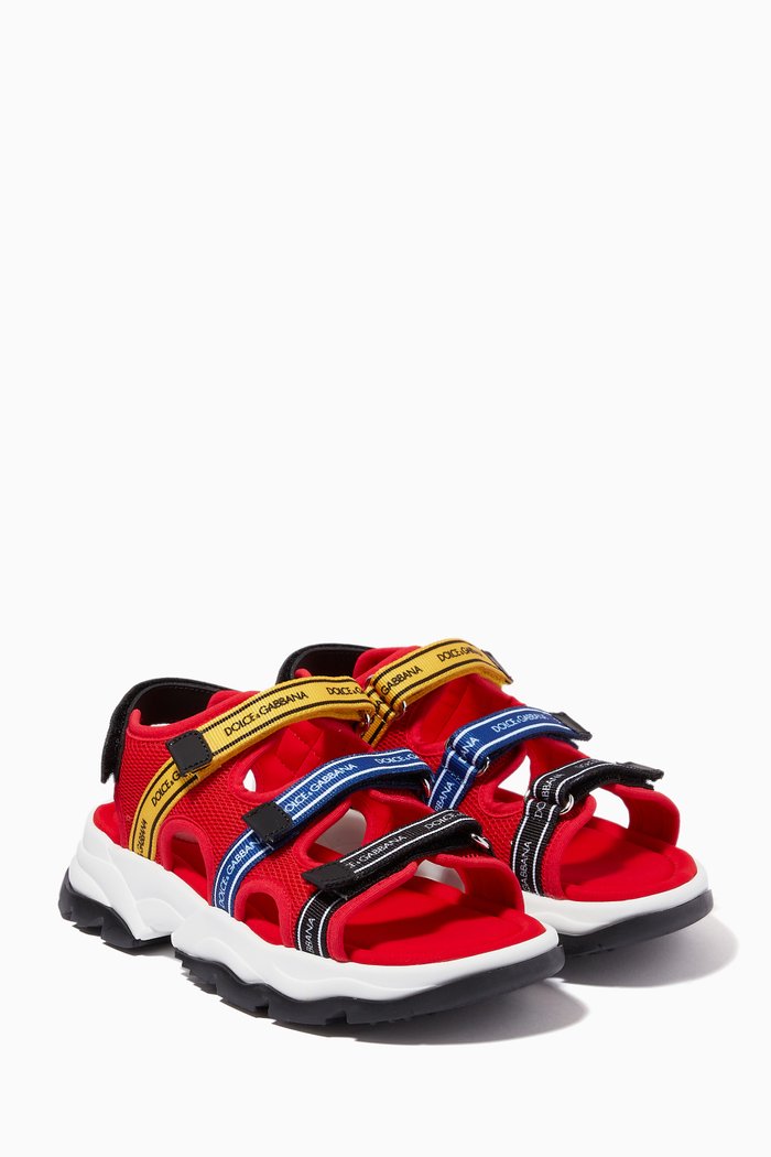 

Trekking Sandals with Jacquard Logo in Mesh, Multicolour