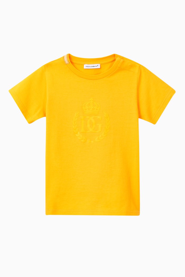 

Cotton Jersey T-shirt with DG Laurel and Crown Print, Orange