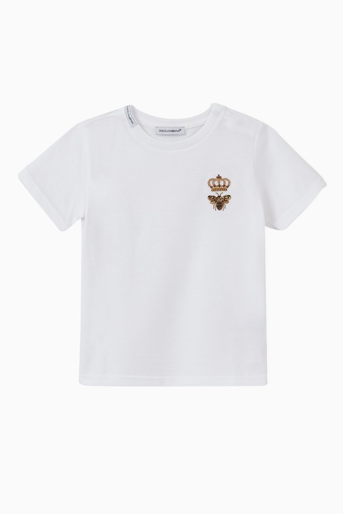 

Cotton Jersey T-shirt with Bee & Crown, White
