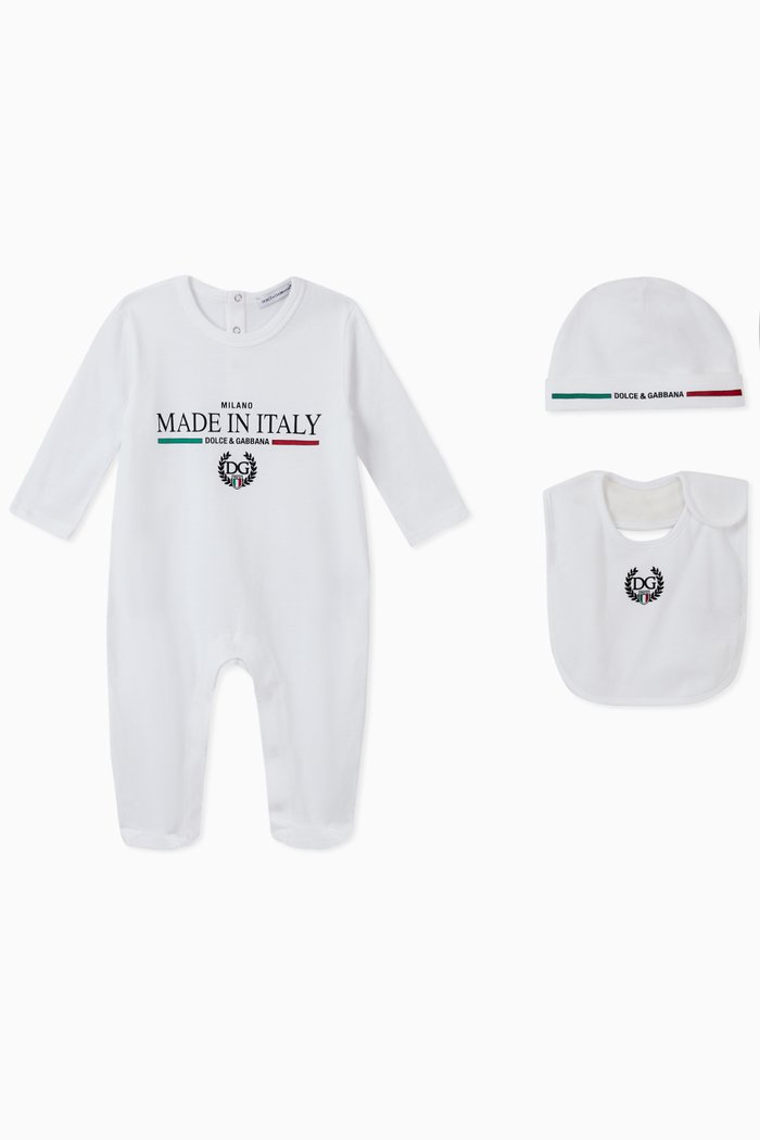 

3-piece Jersey Gift Set with “Made in Italy” Print, White
