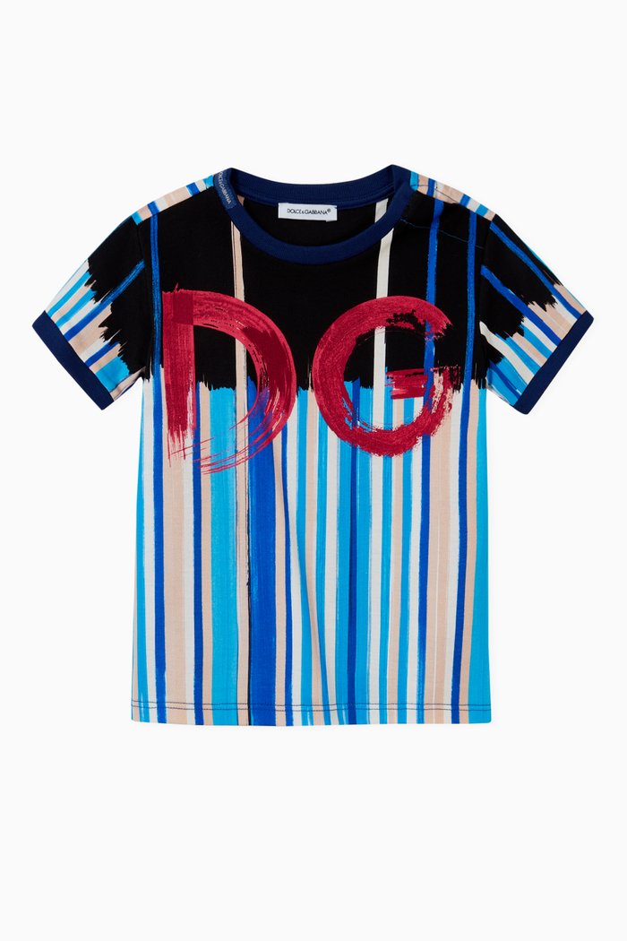 DG T-shirt in Brushstroke-print Cotton Jersey, Multicolour