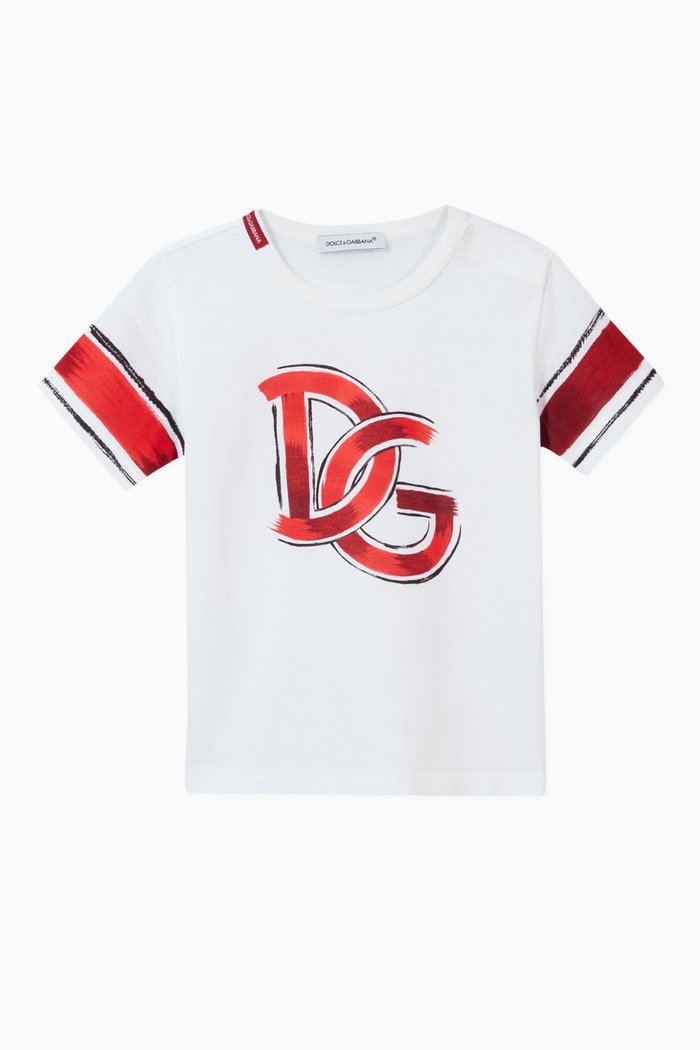 

T-shirt with Brushstroke DG in Cotton Jersey, White