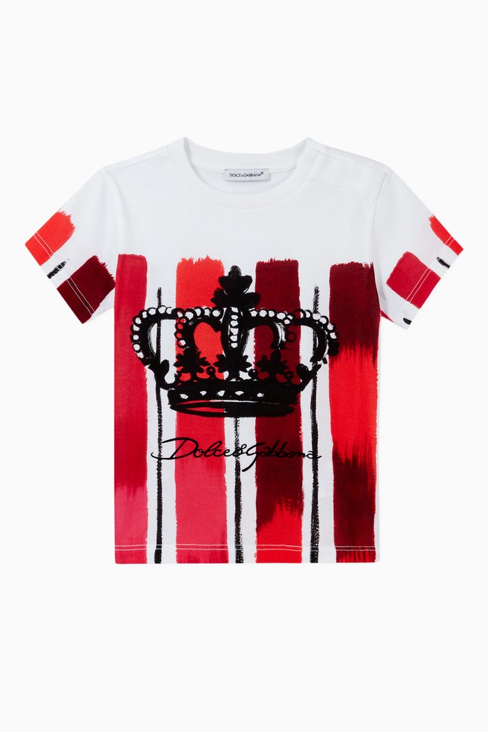 

Crown T-shirt in Brushstroke-print Cotton Jersey, Multicolour