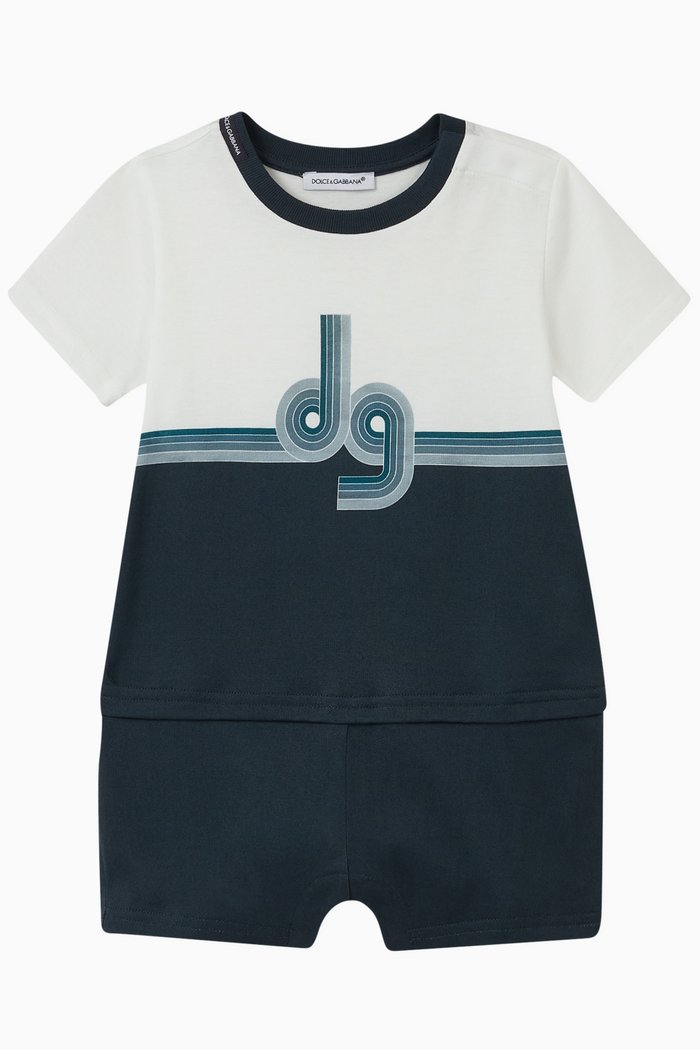 

Lowercase DG Cotton Romper, Blue