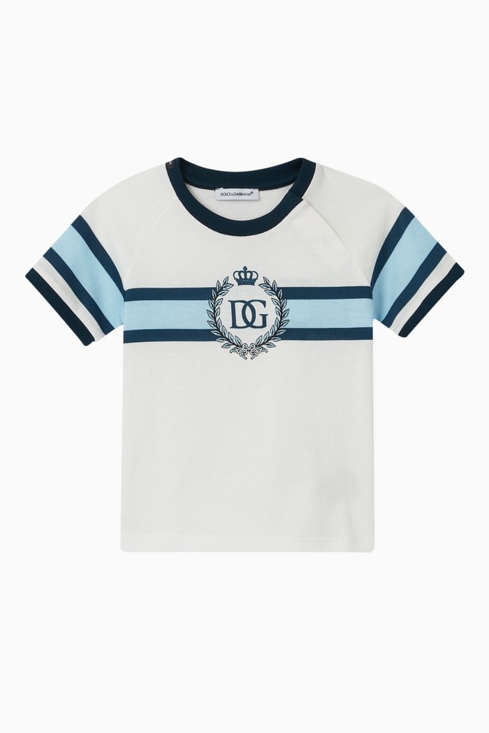 

DG Crown Stripe Cotton T-shirt, White