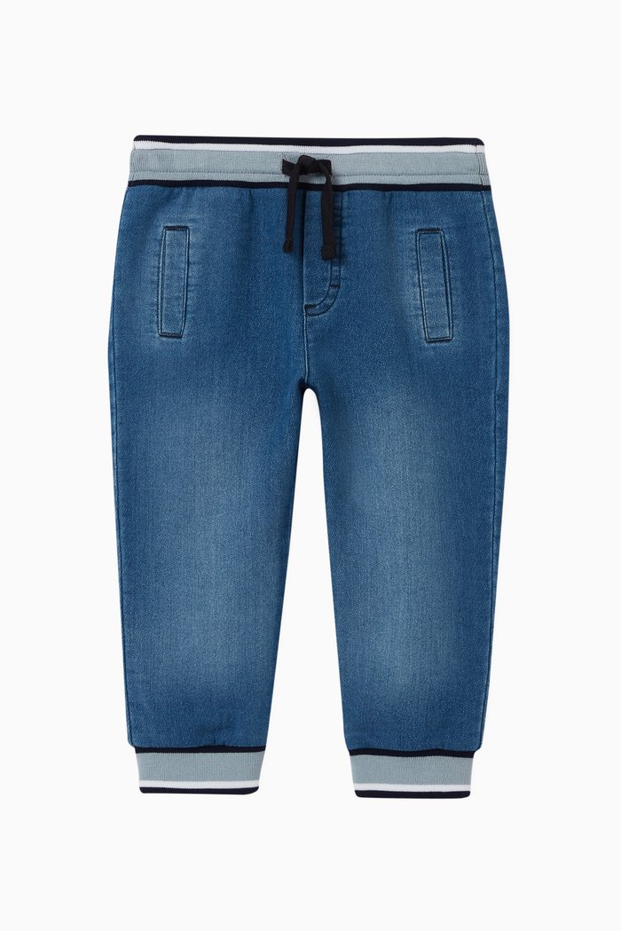 

Stretch Cotton Denim Jogging Pants, Blue