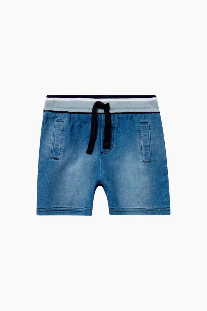 

Denim Jersey Jogging Shorts in Cotton, Blue