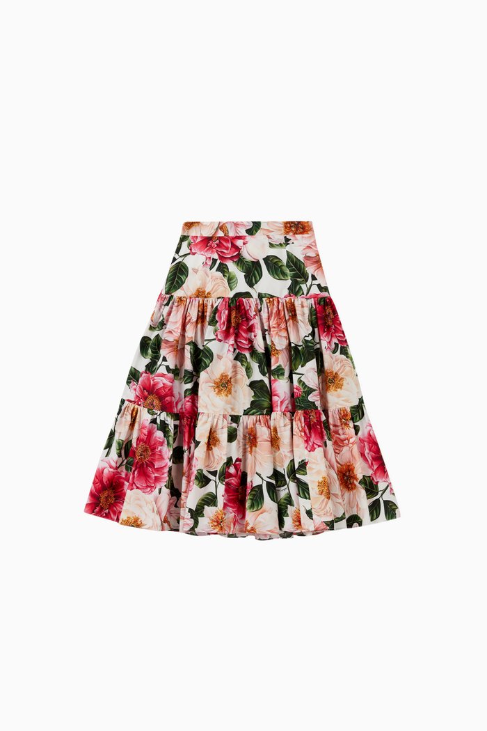 

Camellia Cotton Poplin Long Skirt, Multicolour