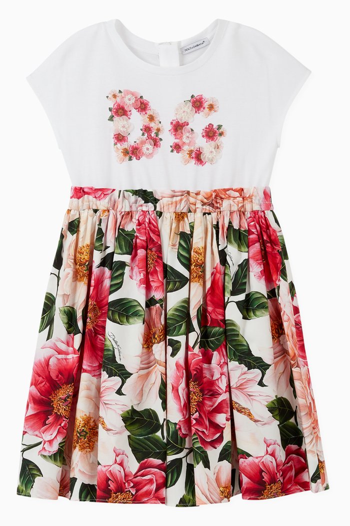 

DG Camellia Poplin & Jersey Dress, Multicolour