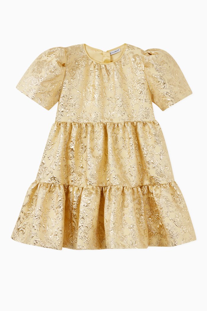 

Floral Jacquard Dress, Gold