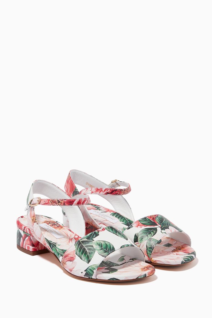 

Sandals with Ankle Strap in Camellia Nappa, Multicolour