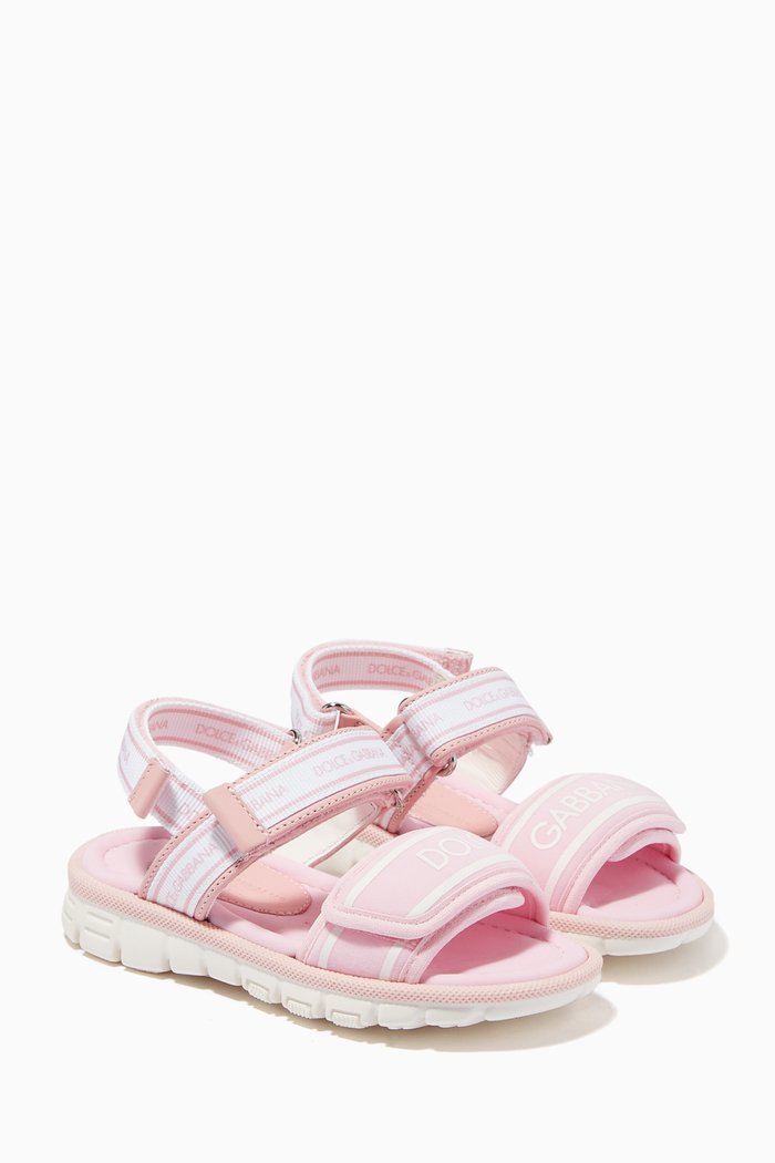 

Sandals with Logo in Scuba Fabric, Pink