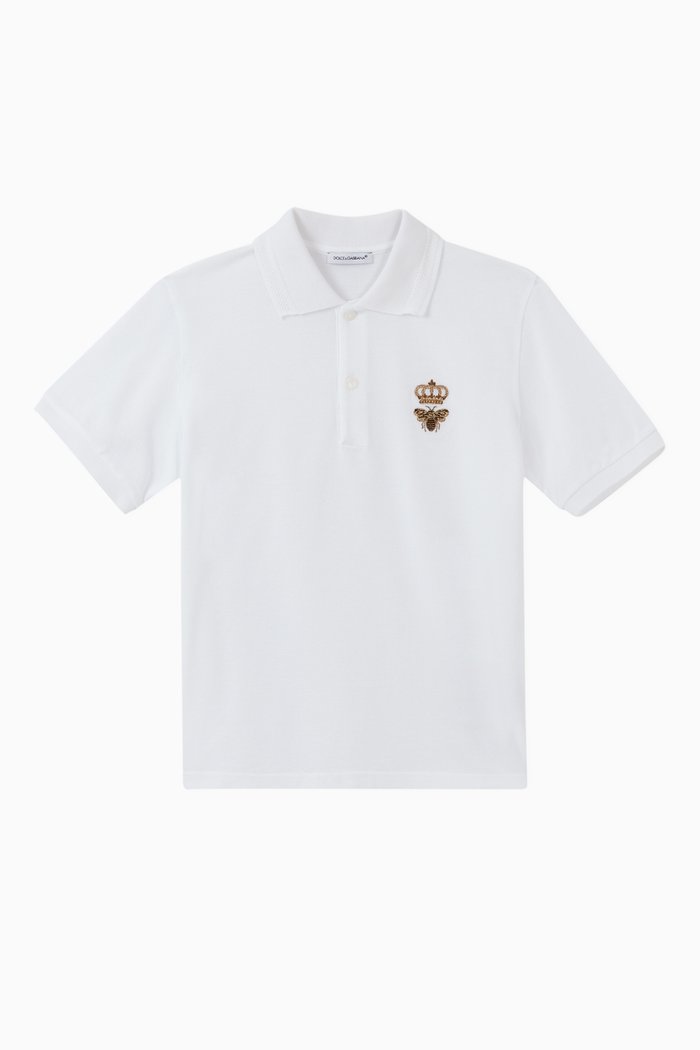 

Crown Bee Logo Polo T-Shirt, White