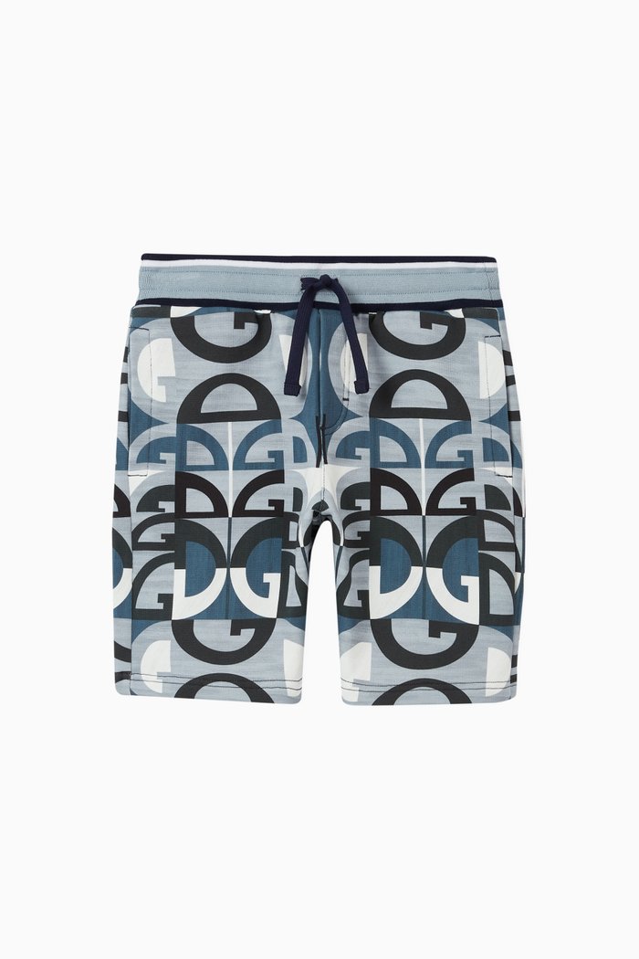 

Logo Majolica Cotton Jogging Shorts, Blue