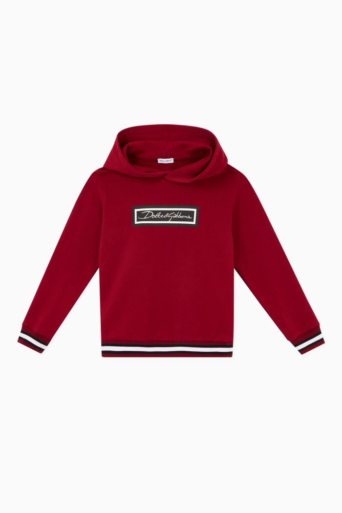 Hoodie with D&G Signature in Jersey, Red