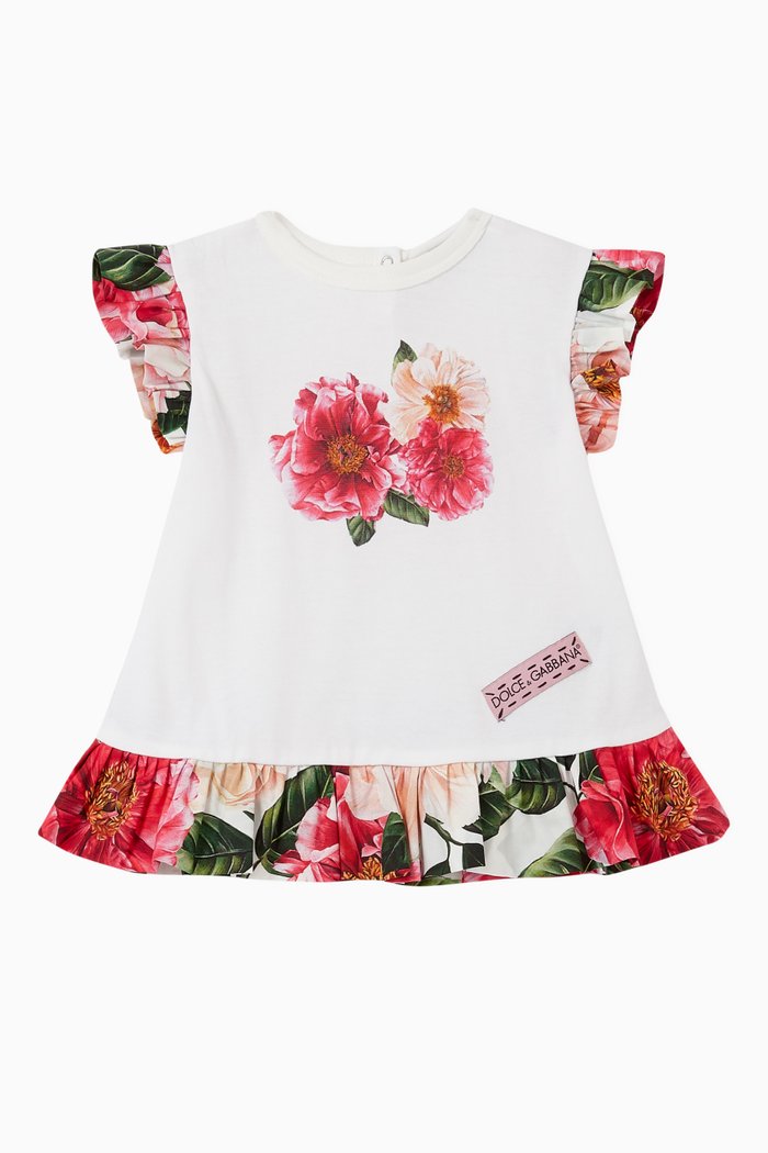 

Camellia Jersey Top with Ruffles, White