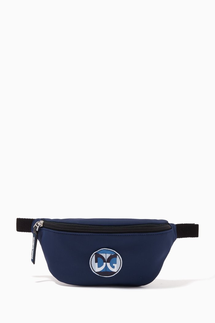 

Round DG Patch Belt Bag in Fabric, Blue