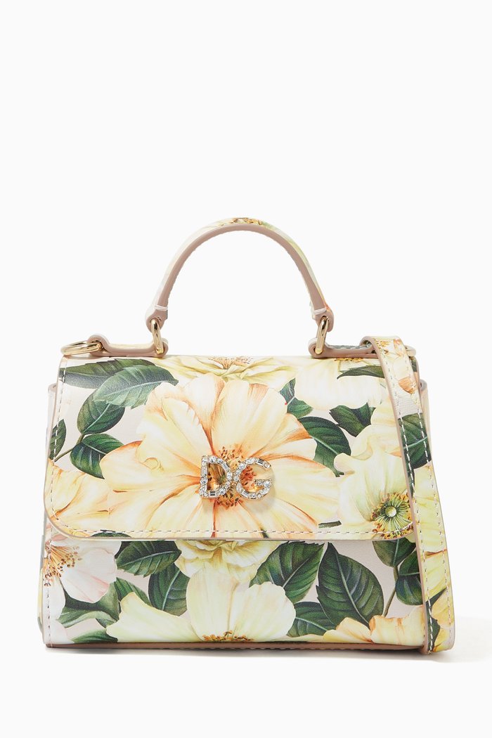 

Mini Sicily Camellia Bag in Leather, Yellow