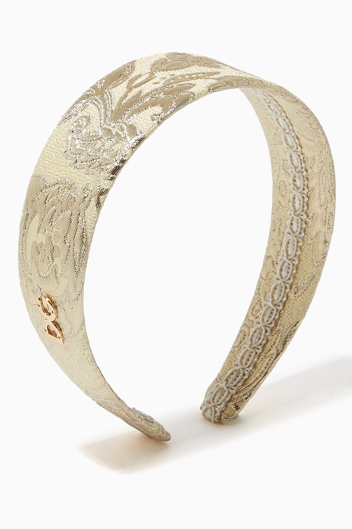 

Floral Lamé Jacquard Headband, Gold