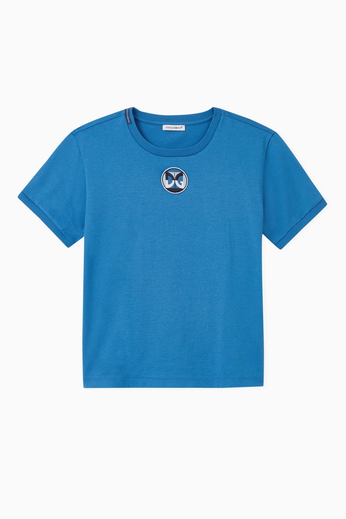 Round DG Patch Cotton T-shirt, Blue
