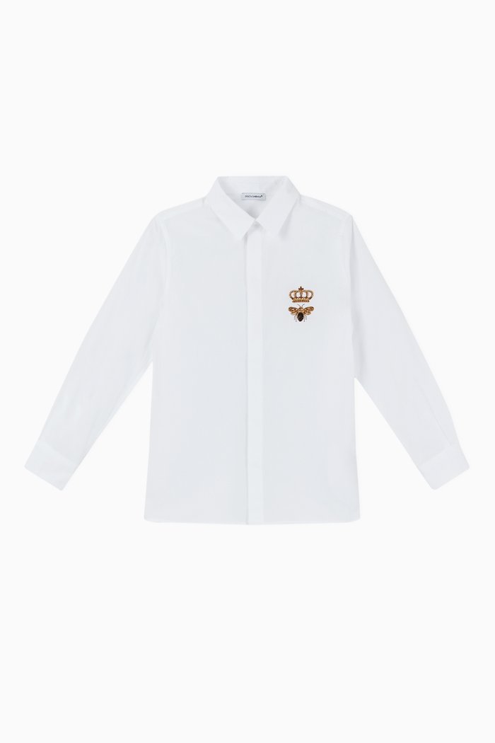 

Crown Bee Cotton Poplin Shirt, White
