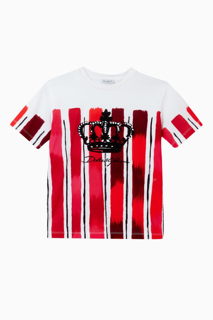 

Crown T-shirt in Brushstroke-print Cotton Jersey, Multicolour