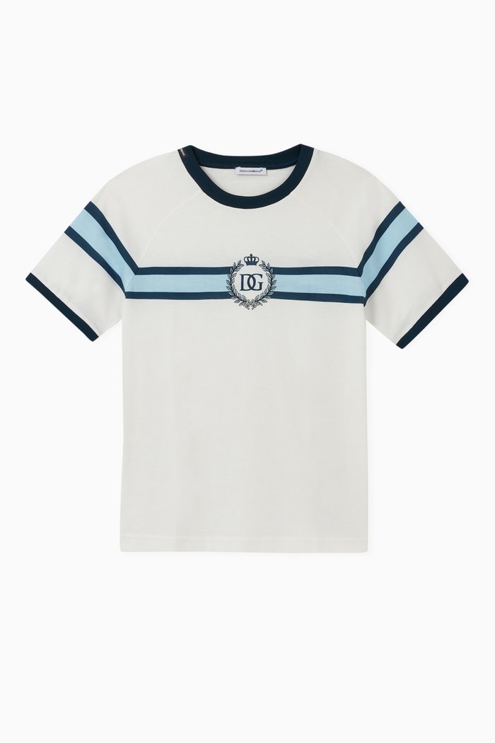 

DG Crown Stripe Cotton T-shirt, White