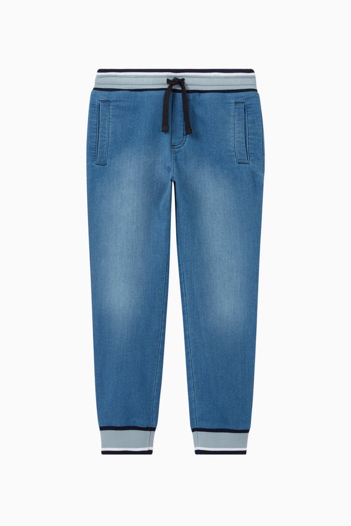 

Stretch Cotton Denim Jogging Pants, Blue