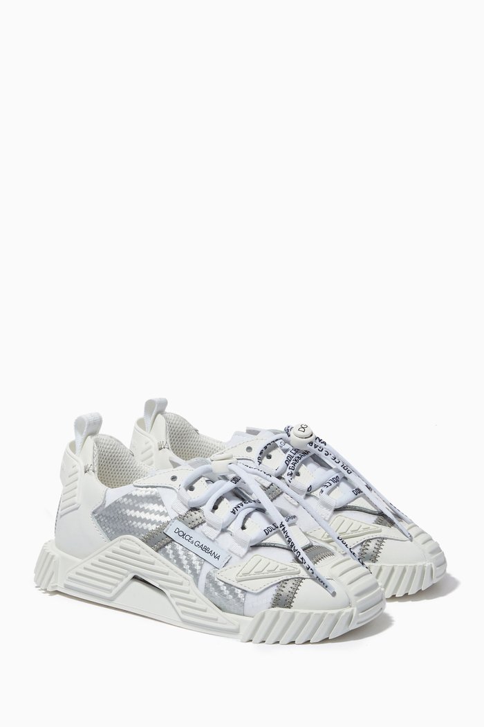 

NS1 Sneakers in Reflective Fabric and Calfskin, White