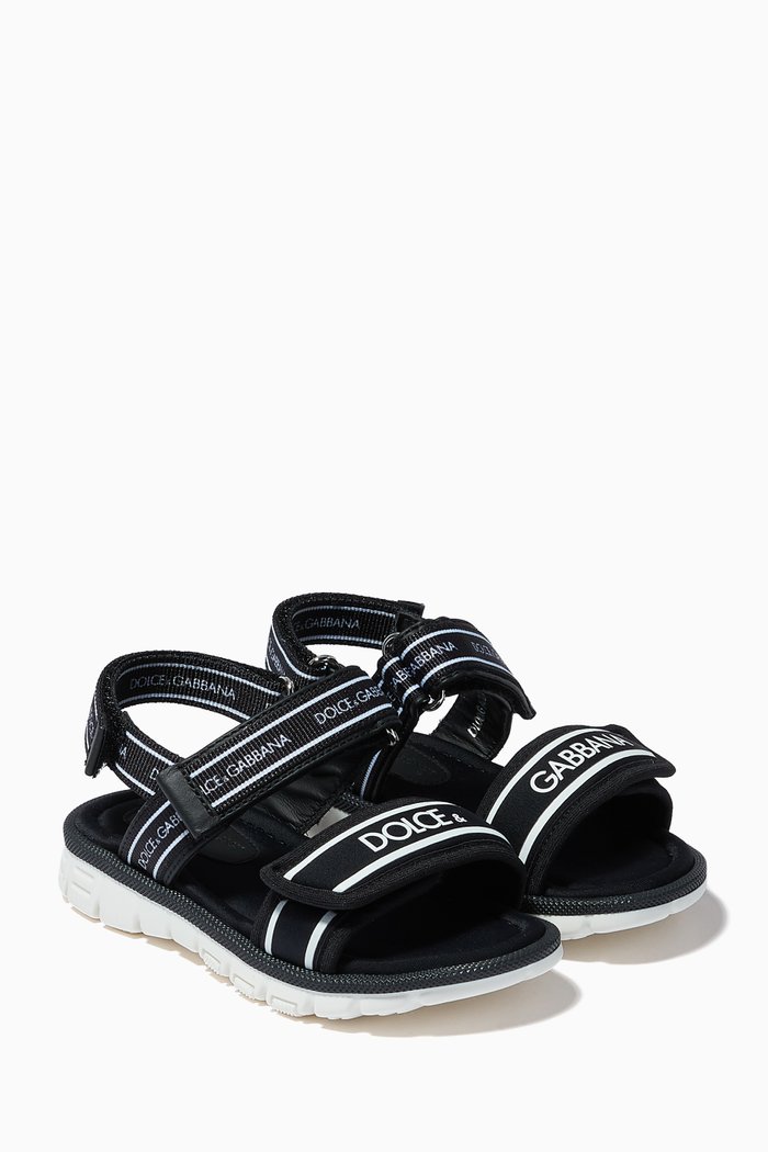 

DNA Logo Strap Sandals in Canvas, Black