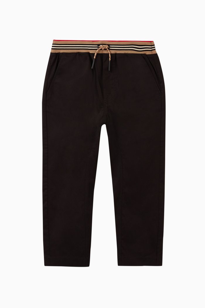 

Icon Stripe Cotton Twill Drawcord Pants, Black