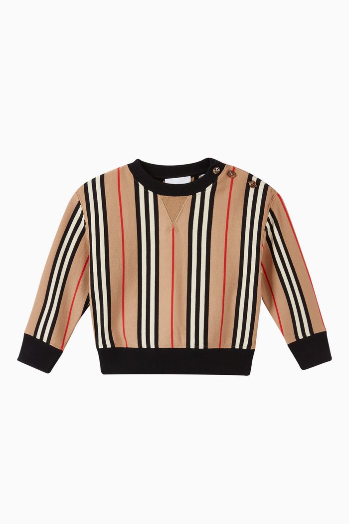 

Icon Stripe Cotton Sweatshirt, Neutral