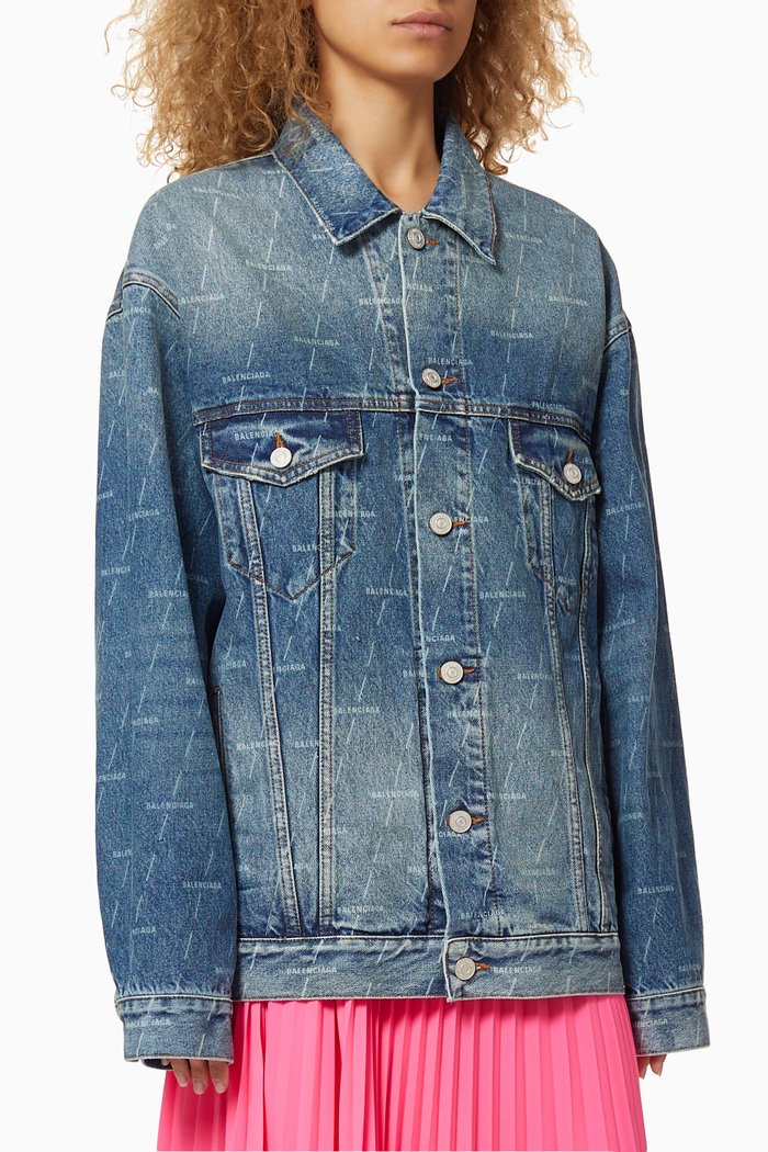 

Large Fit Jacket in Lasered Denim, Blue