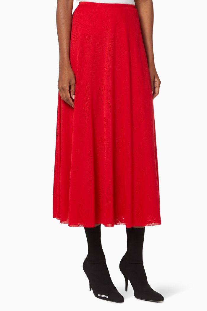 Stretch Skirt in Polyester, Red