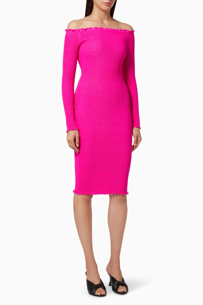 

Smocked Mini Dress in Spandex, Pink