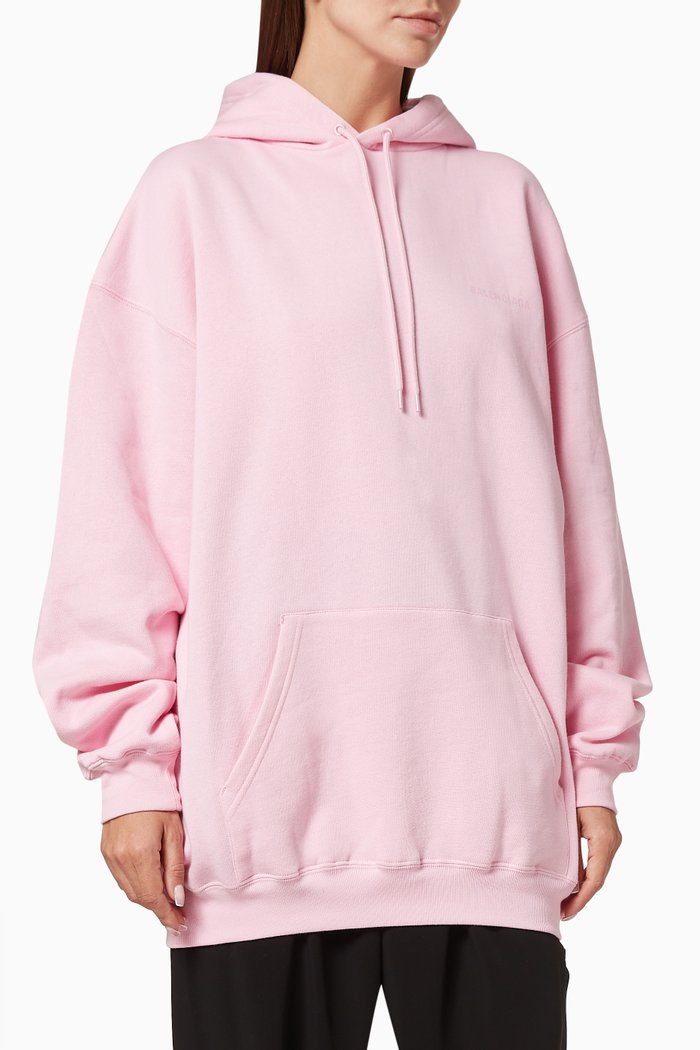 

Logo Medium Fit Hoodie in Curly Fleece, Pink