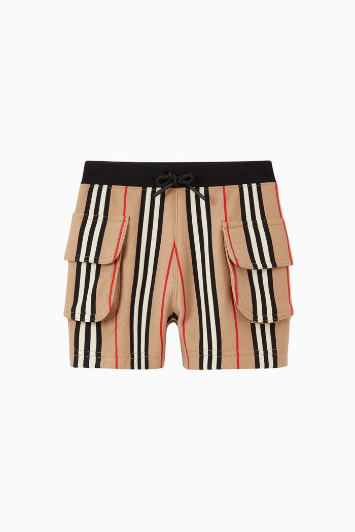 

Icon Stripe Cotton Shorts, Neutral