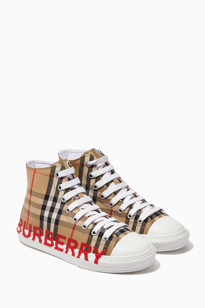 

Logo High-top Sneakers in Vintage Check Cotton, Neutral