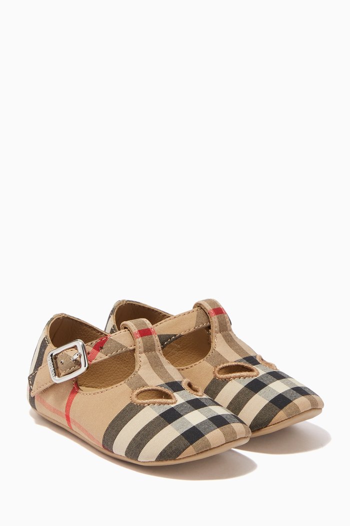 

T-bar Shoes in Vintage Check Cotton, Neutral